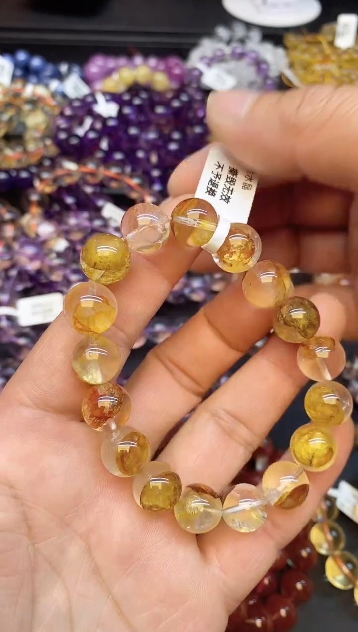 【闪购商品】水晶手链未镶嵌b70黄娇花12mm