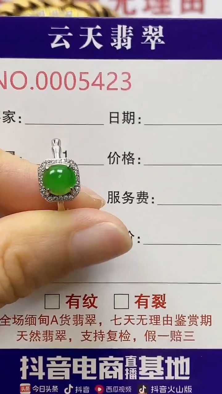 银S925镶嵌戒指翡翠-****拙/5423