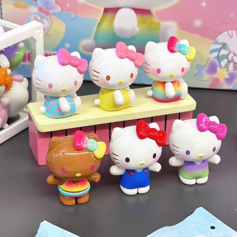 (代拆)Hello Kitty夏日彩虹糖系列萌粒盲袋盲盒可爱摆件手办礼物