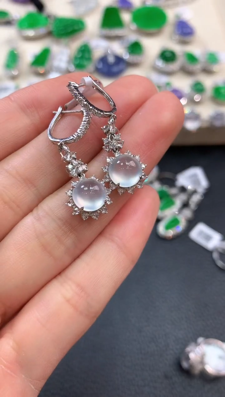 【闪购商品】翡翠耳饰18K金镶嵌m66       
