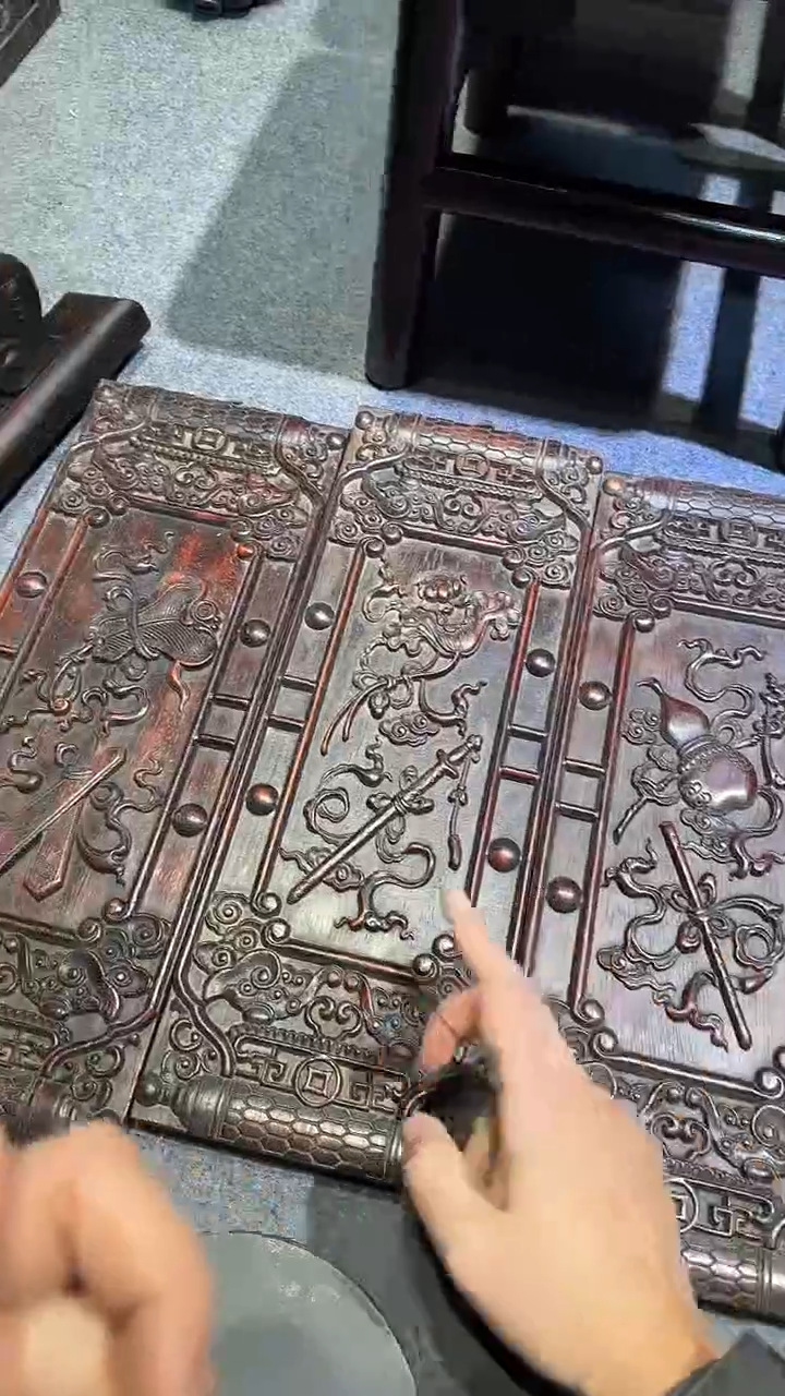 木紫檀拆件雕刻板以直播间实物为准微瑕老物件