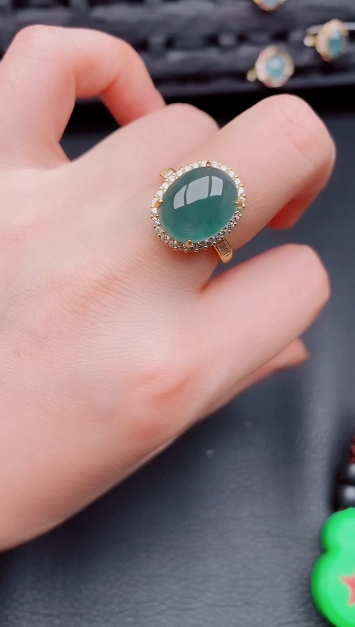 【闪购商品】翡翠戒指银S925镶嵌天然a货翡翠479