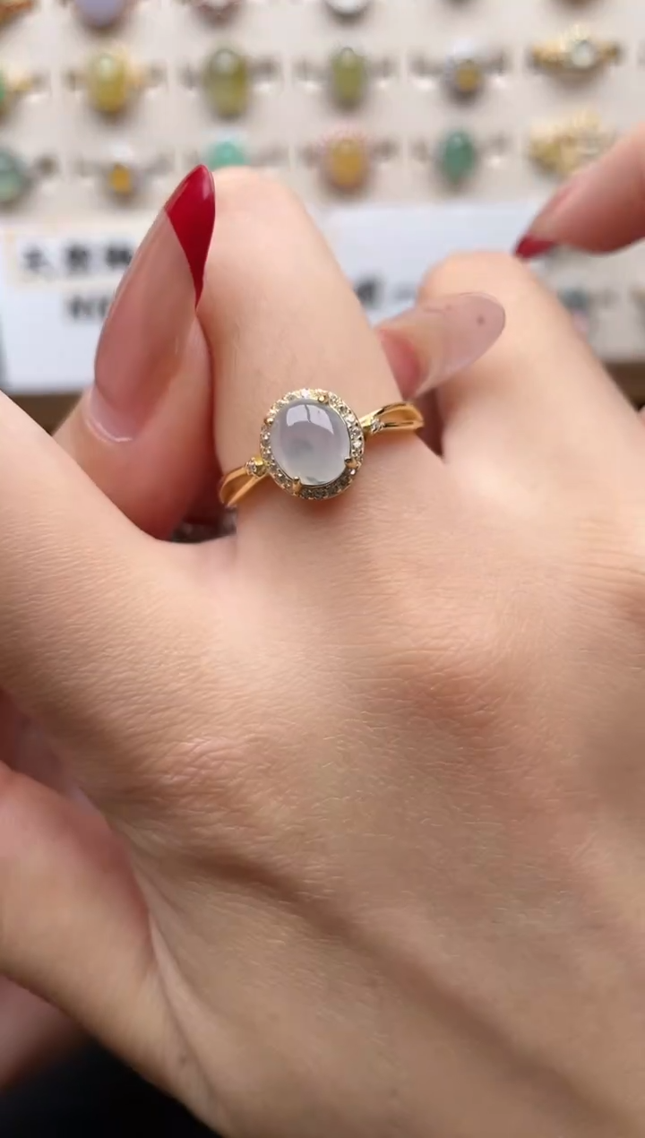 【闪购商品】翡翠戒指银S925镶嵌一物一证一礼盒