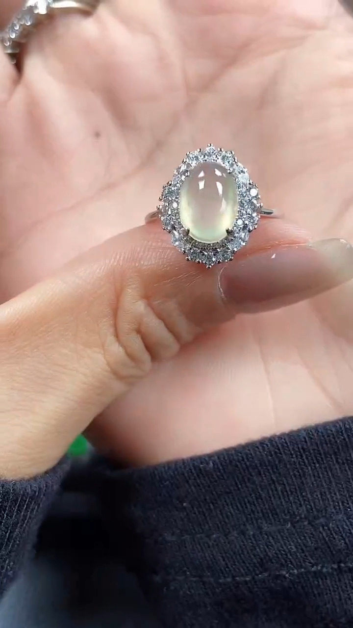 银S925镶嵌戒指翡翠7343