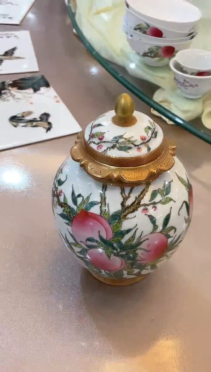 【闪购商品】054珐琅彩研究院寿桃将军罐茶叶罐