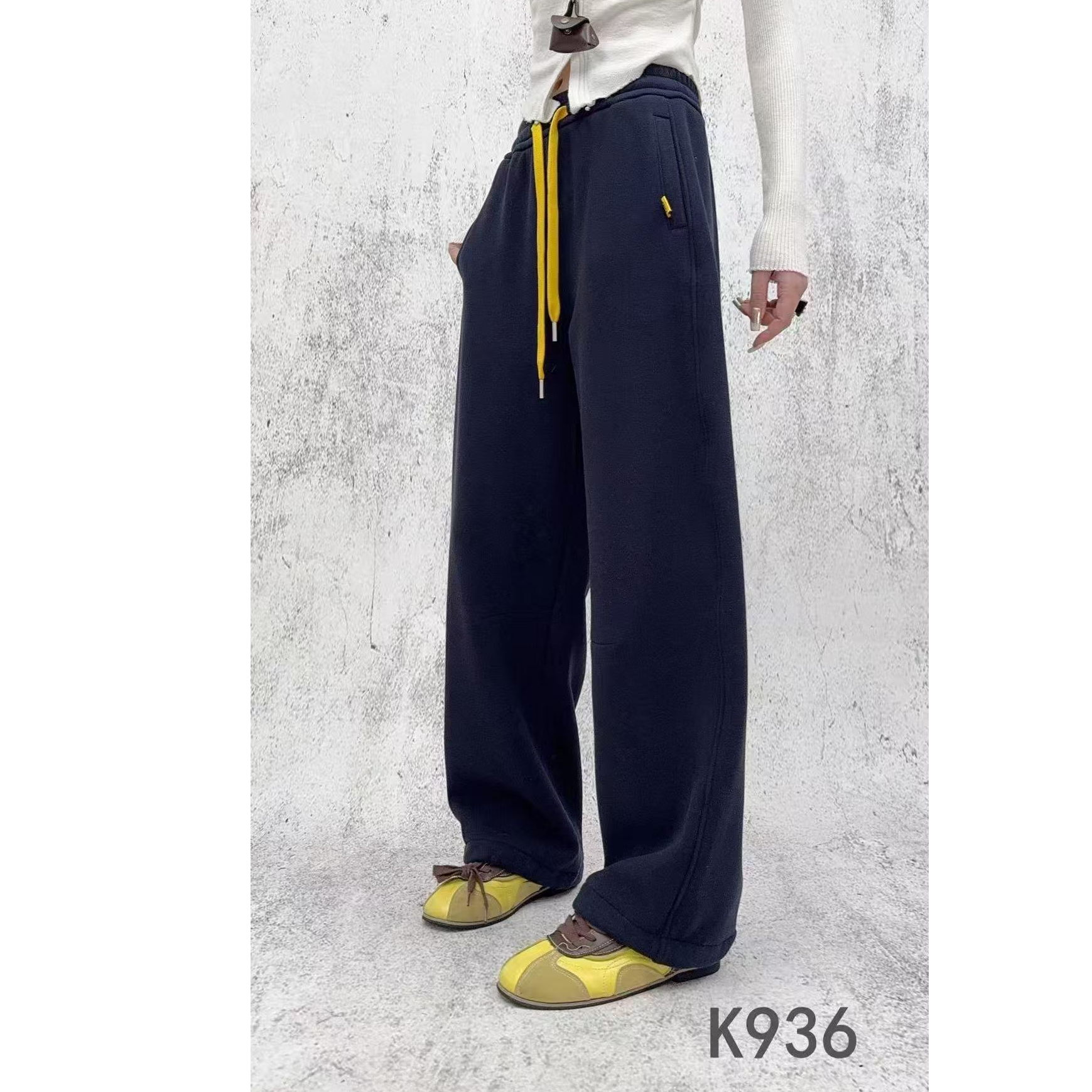 936纯色百搭女士加绒休闲裤