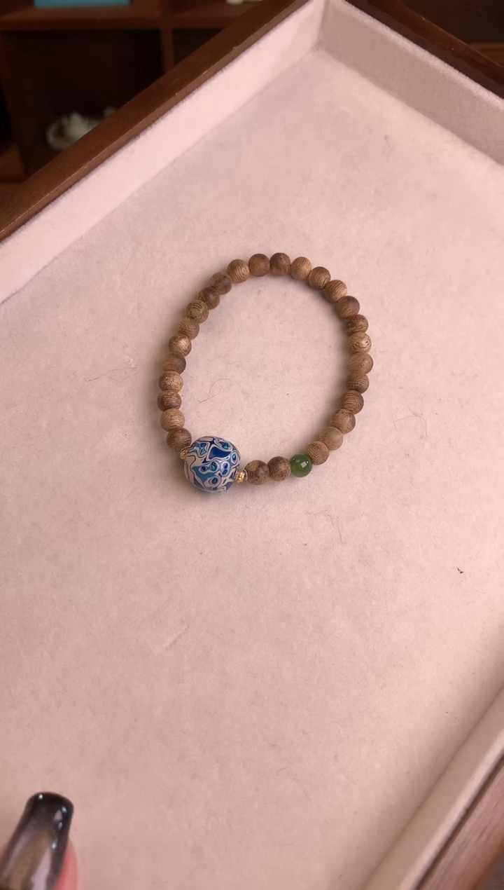 【闪购商品】沉香手串棋楠沉香搭配大漆欧魄单圈