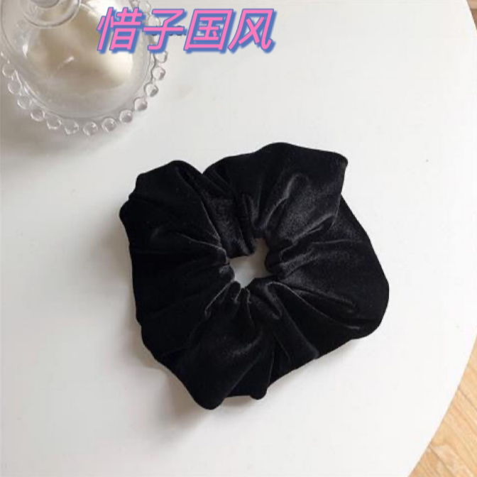丝绒发圈 芳华设计加大号丝绒发圈黑色简约百搭款丝绒发圈