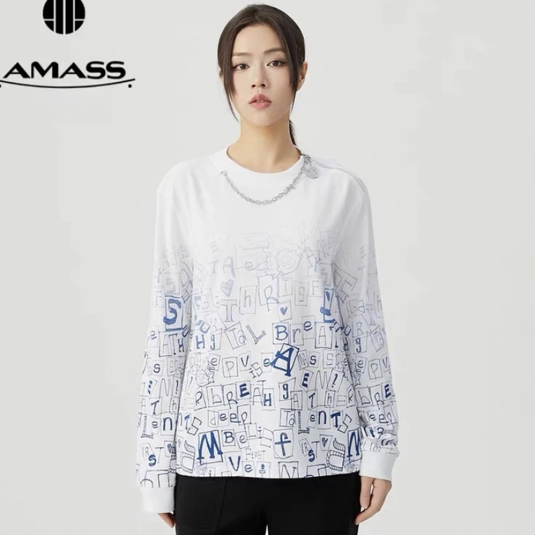 【阿玛施AMASS】简约素面链条圆领T恤5300993