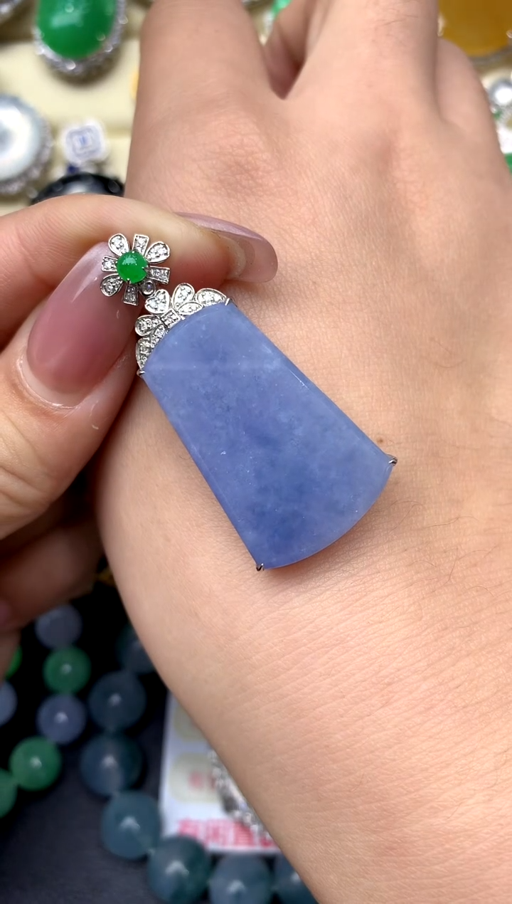 颈饰18K金镶嵌翡翠417-中国好珍宝