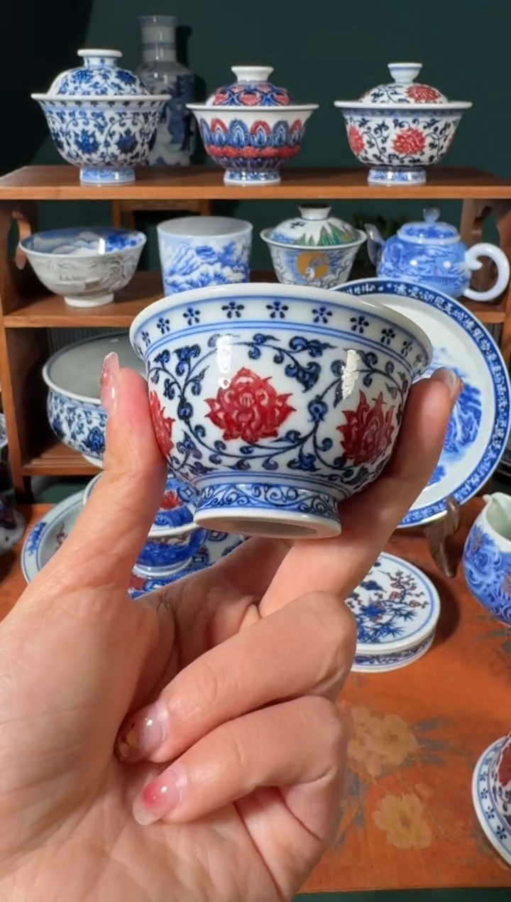 【闪购商品】杯永明尚玩缠枝莲花心迷你压手杯