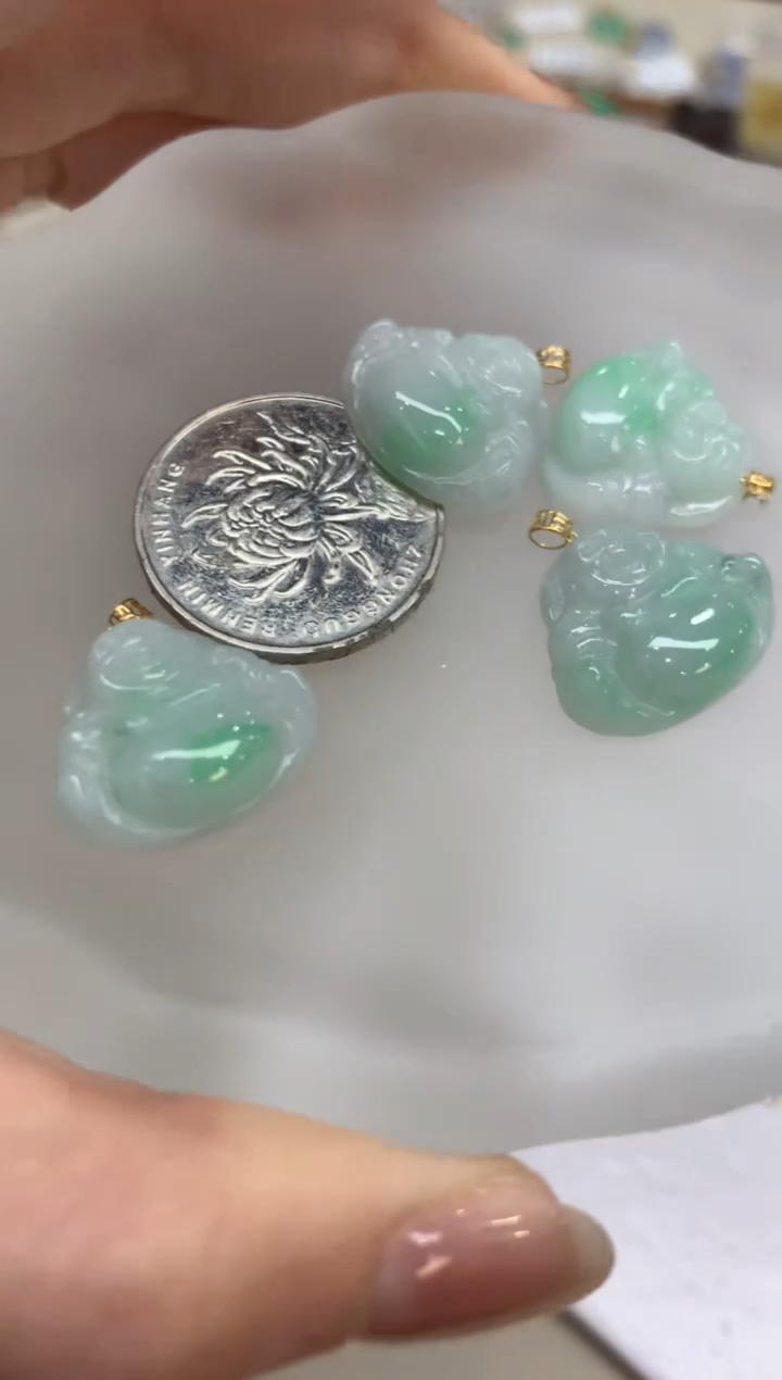 翡翠18K金镶嵌吊坠(不含链)佛公多样性发货1件