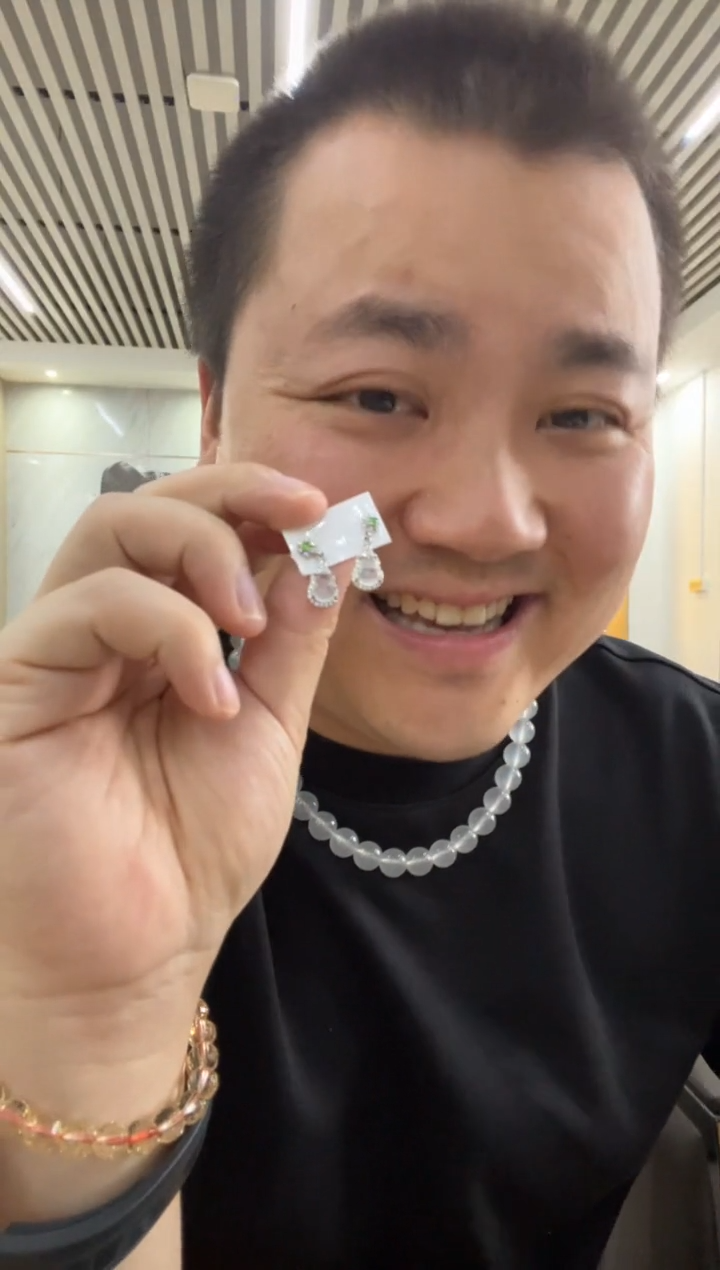 翡翠银S925镶嵌耳饰燕*耳钉