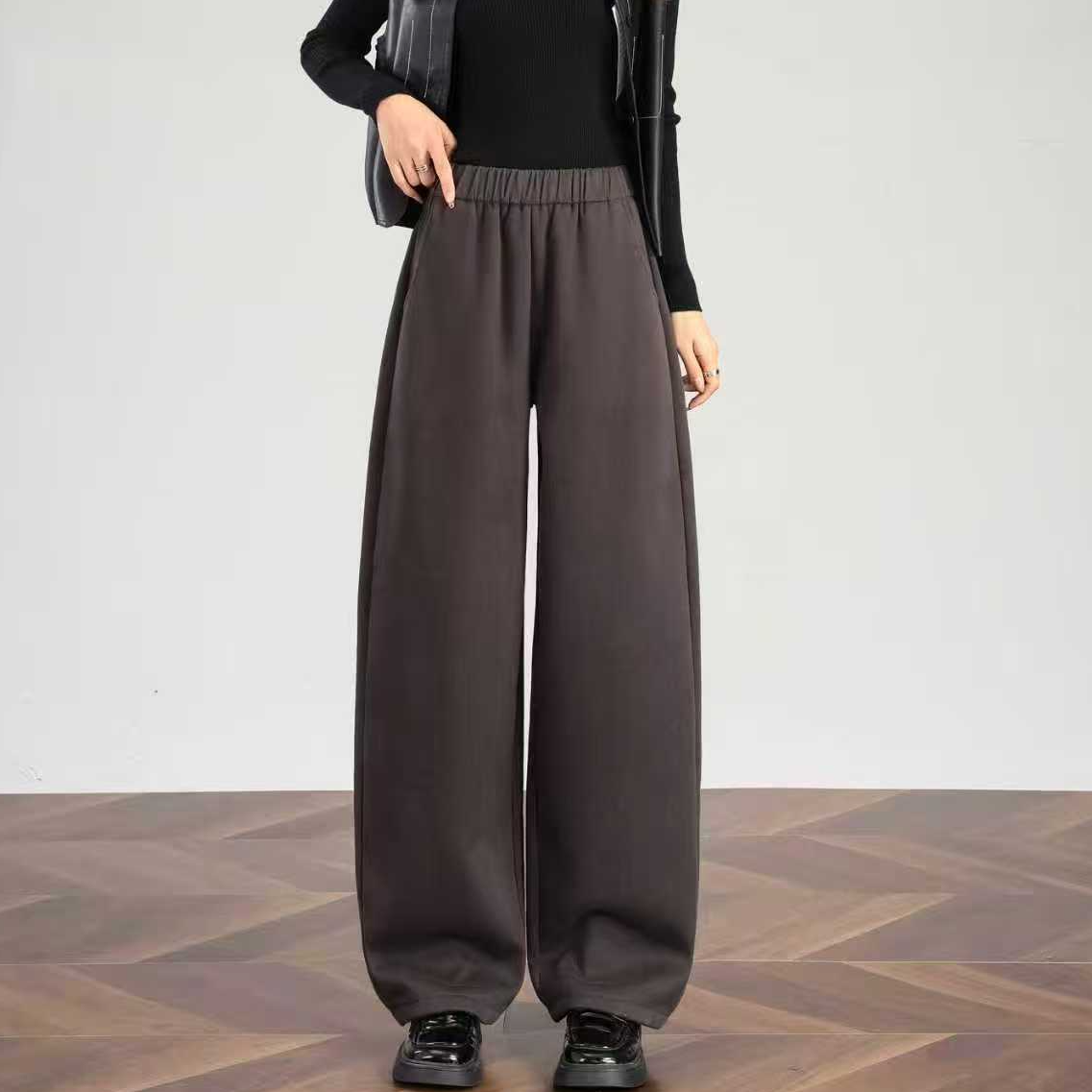 保暖秋冬阔腿裤高腰通勤风休闲裤秋季长裤运动百搭