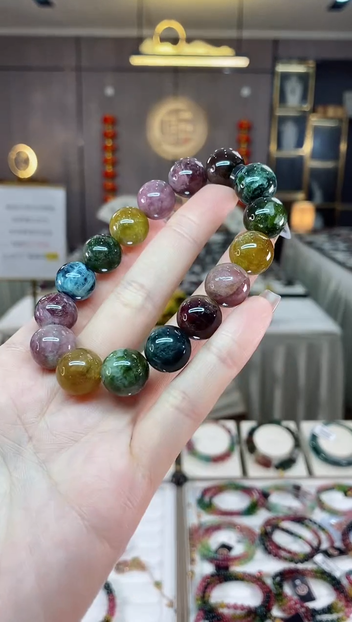 【闪购商品】碧玺单圈手串13mm+未镶嵌一物一证dan