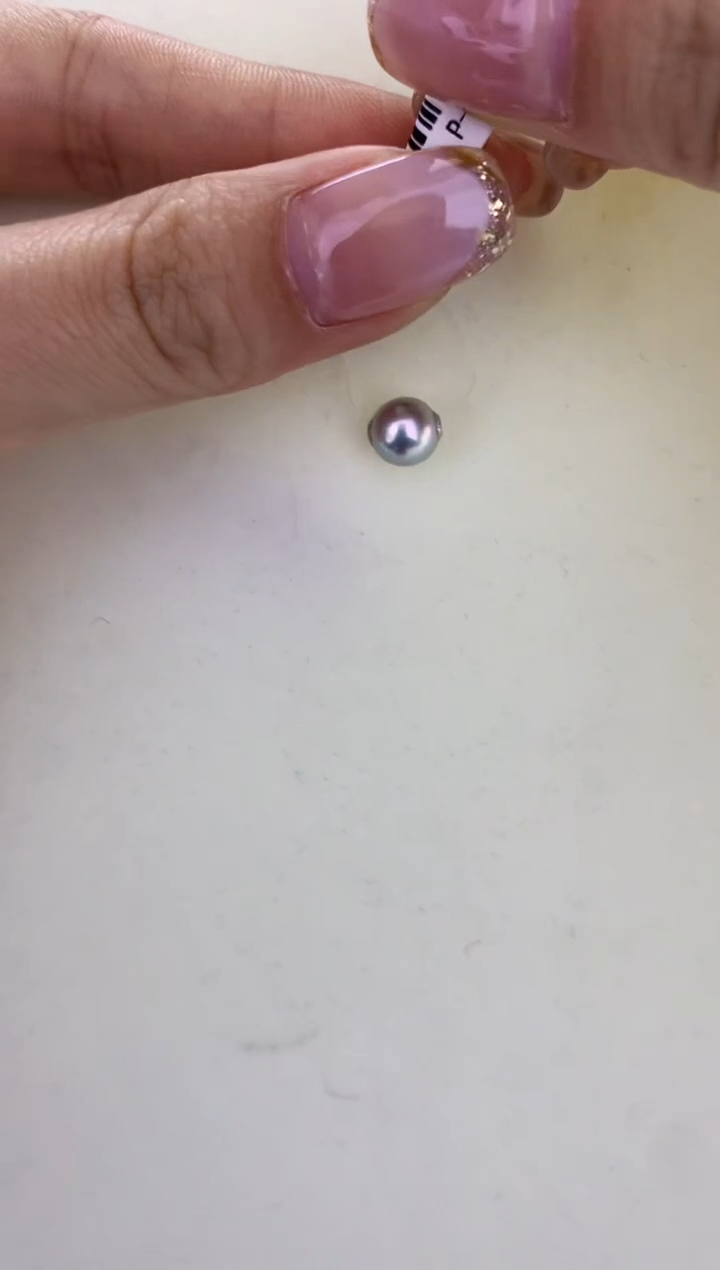 18K金镶嵌DA海水珍珠 灰珠路路通7-8MM  X071
