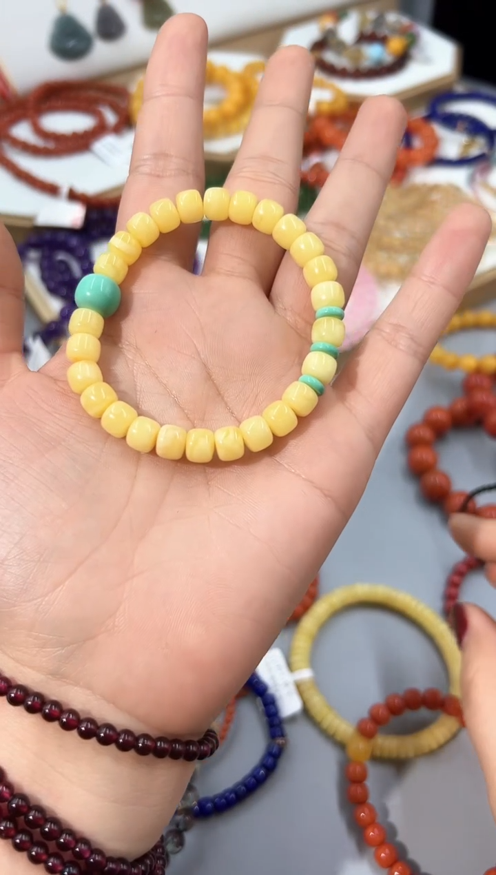 【闪购商品】蜜蜡手链未镶嵌蜜蜡桶珠单圈手串