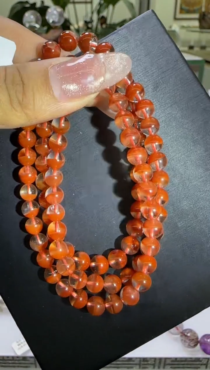 手串未镶嵌水晶红兔毛多圈手串6m+ JP49079宋