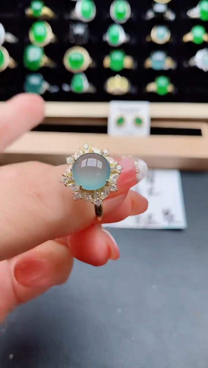【闪购商品】翡翠戒指银S925镶嵌08500