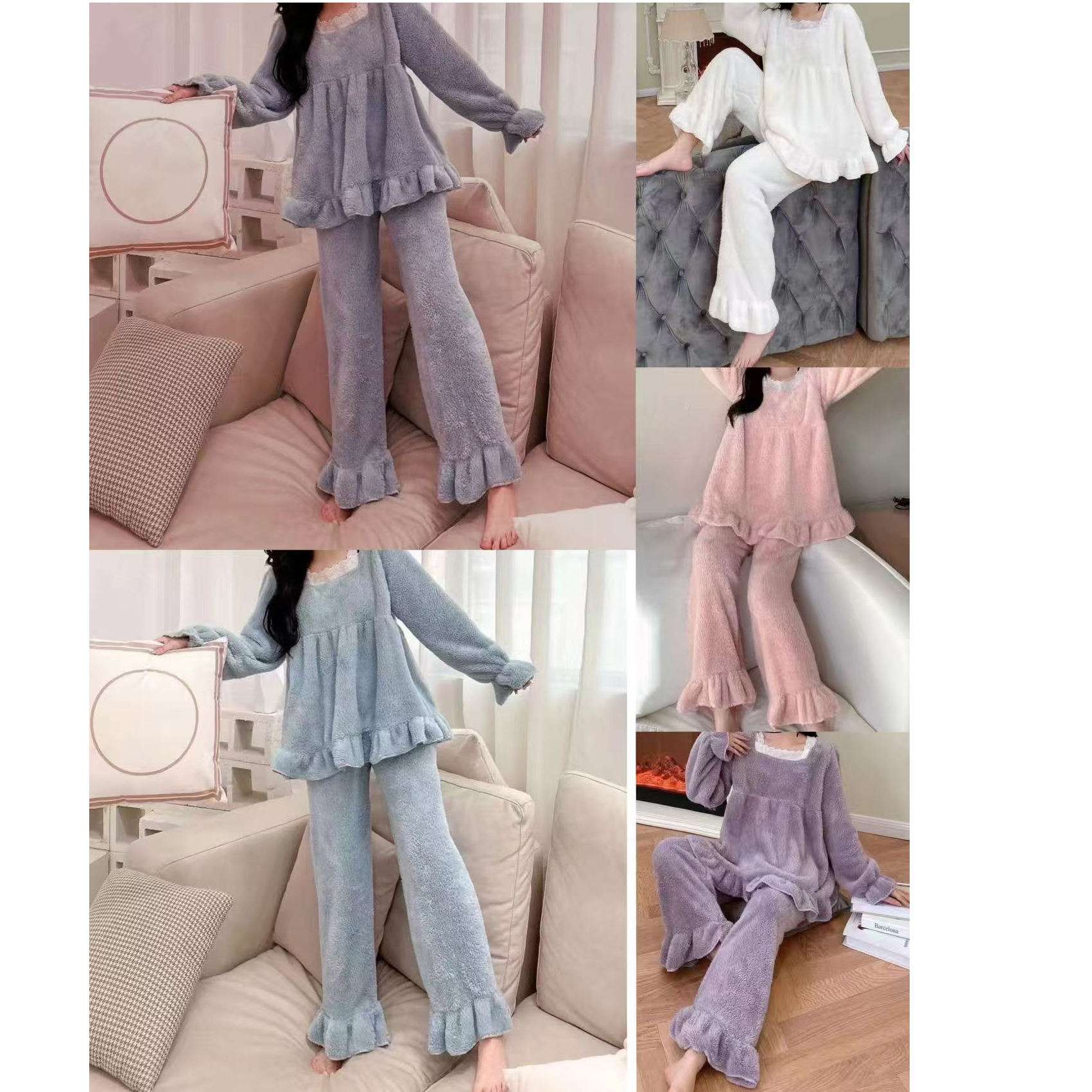 B1088甜美可爱保暖家居毛毛套装