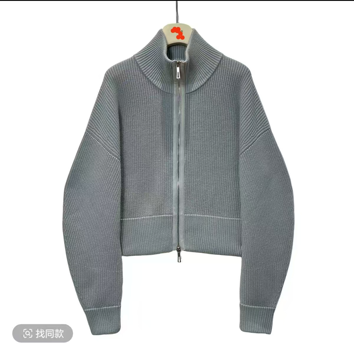 美丽奴超细羊毛拼皮双拉链开衫外套秋冬慵懒风必备针织毛衣女上衣