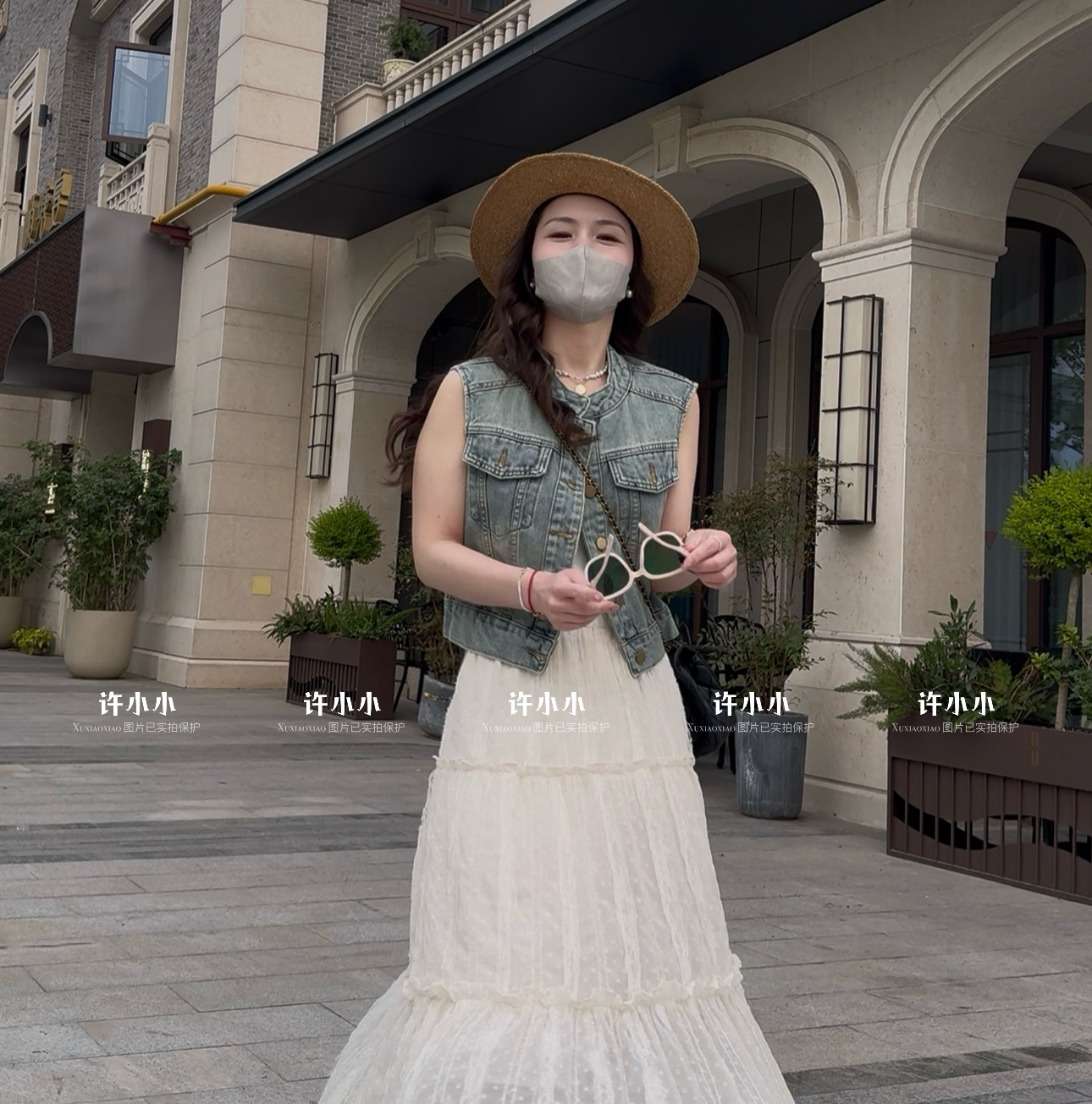 许小小韩版夏季薄款复古水洗牛仔短款马甲 时尚圆领无袖外套 5031