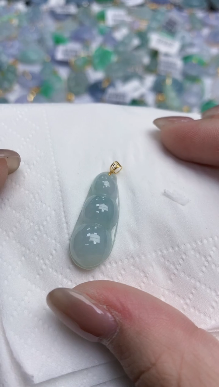 【闪购商品】翡翠颈饰18K金镶嵌天然缅甸翡翠A货