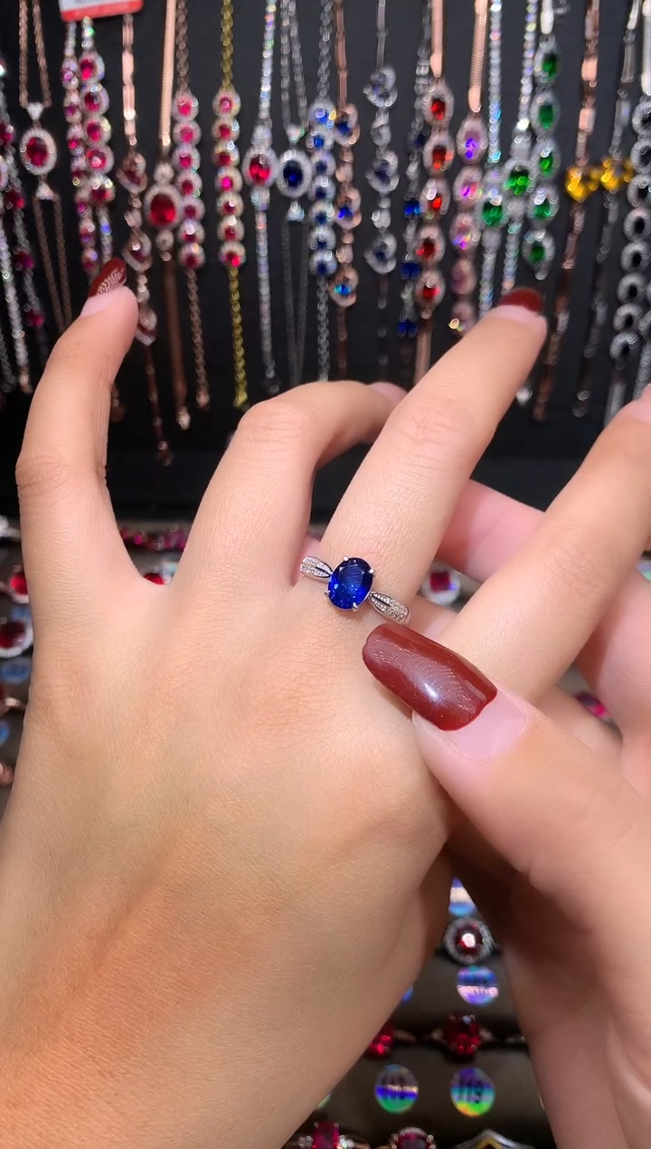 【闪购商品】蓝宝石戒指银S925镶嵌银色