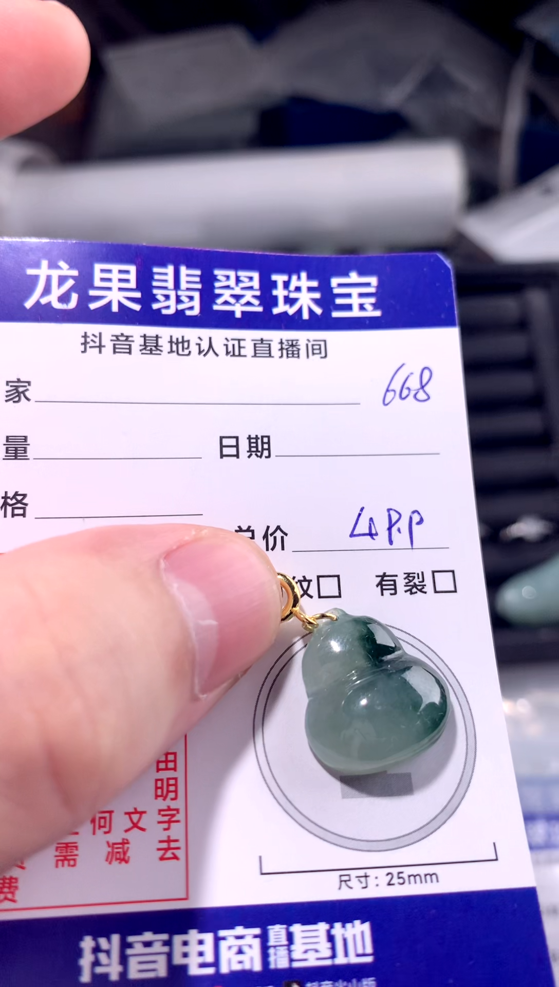 颈饰未镶嵌翡翠冰胶飘花葫芦668