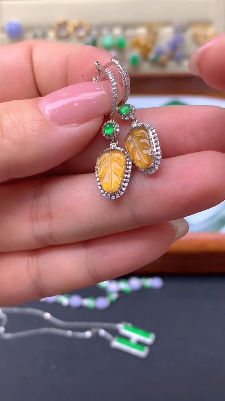 【闪购商品】翡翠耳饰18K金镶嵌216-天然翡翠