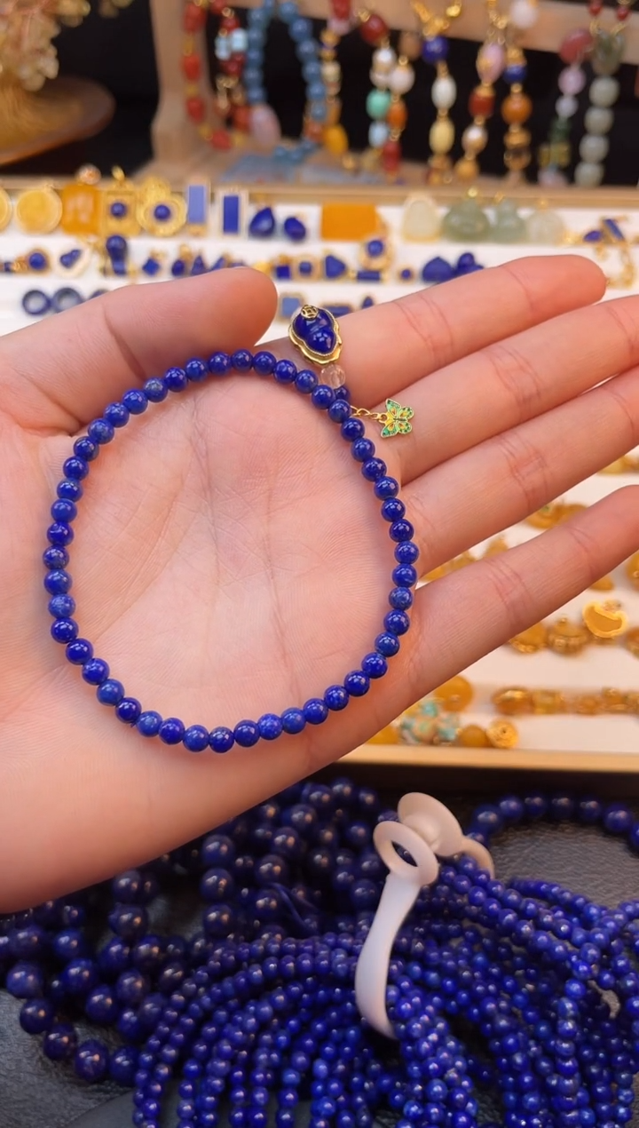 未镶嵌青金石手串青金手串单圈  4mm  