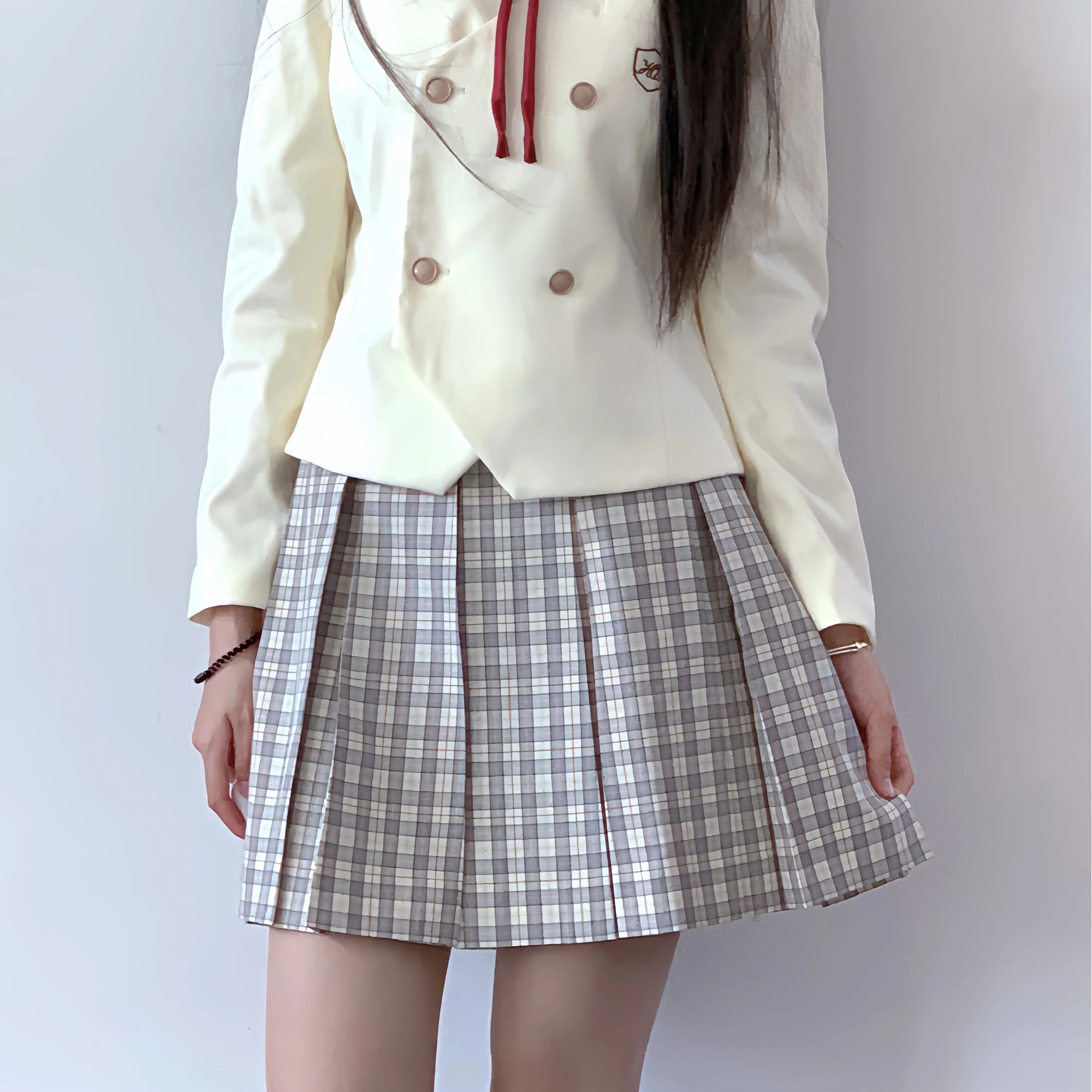 心脏地震豆乳盒子JK格裙 原创半身小格子少女裙春秋学院风制服