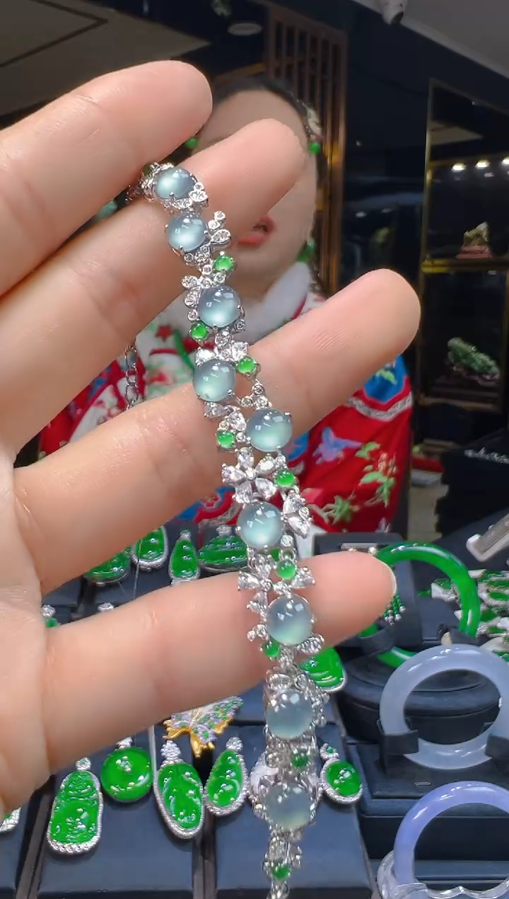银S925镶嵌手链翡翠041(多样性发货发其一)