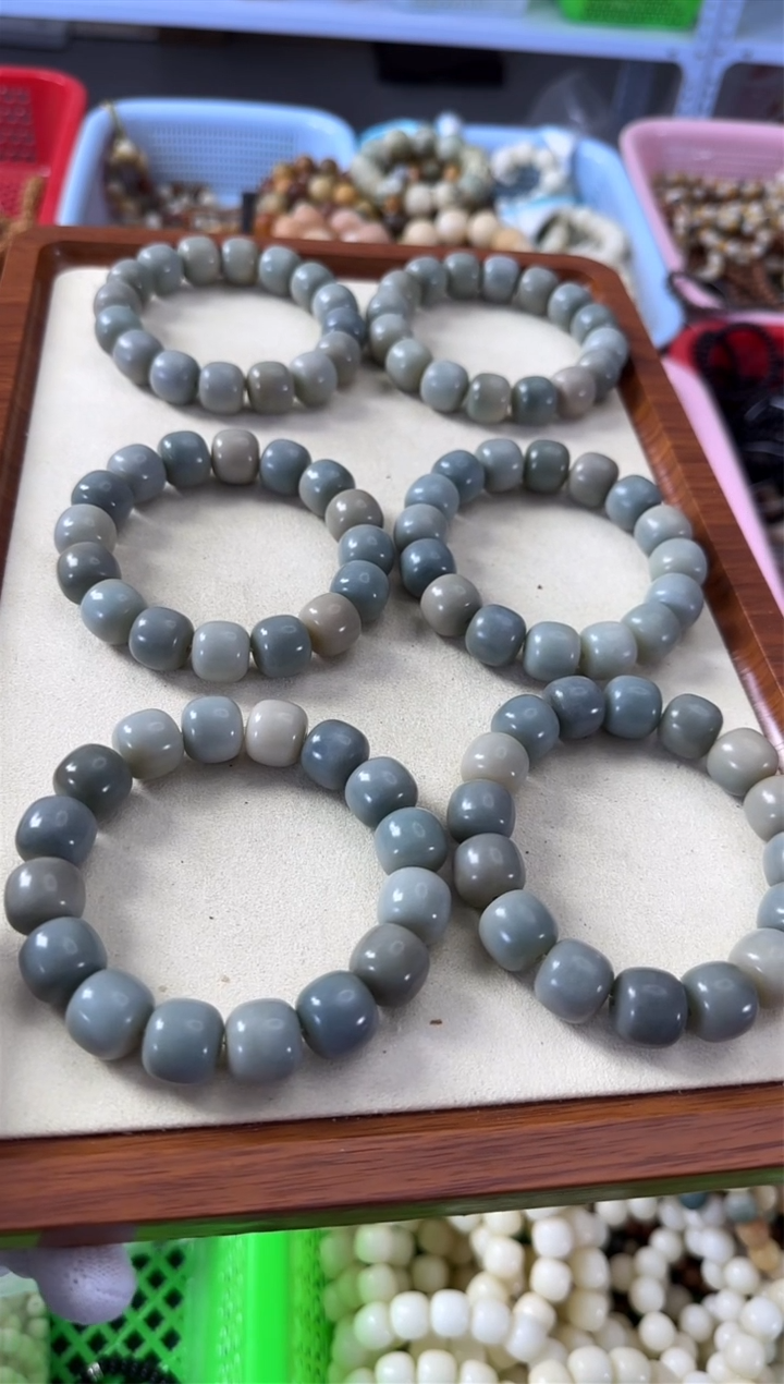 【闪购商品】白玉菩提手串15*菩提根海盐蓝桶珠大卡