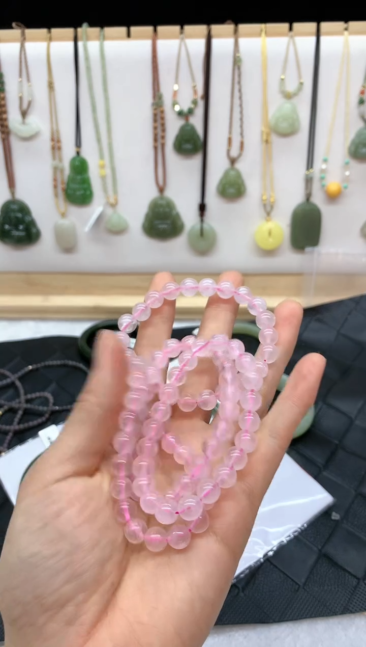 银S925镶嵌手链水晶粉水晶3