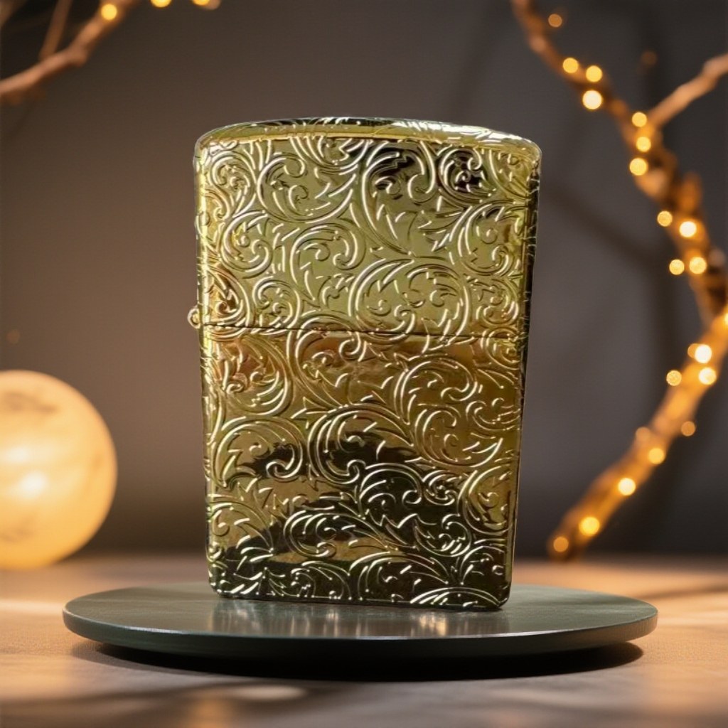 限量金唐草五面重工砂轮打火机【全新机无煤油】