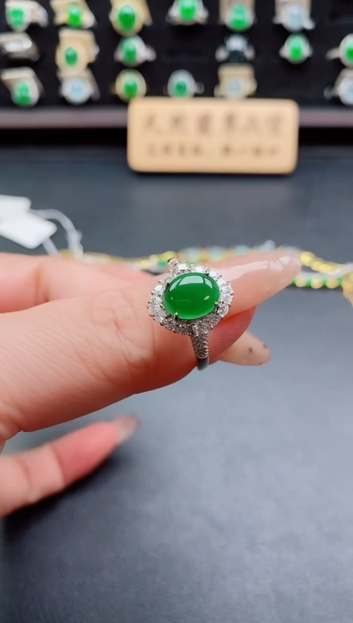 银S925镶嵌戒指翡翠1