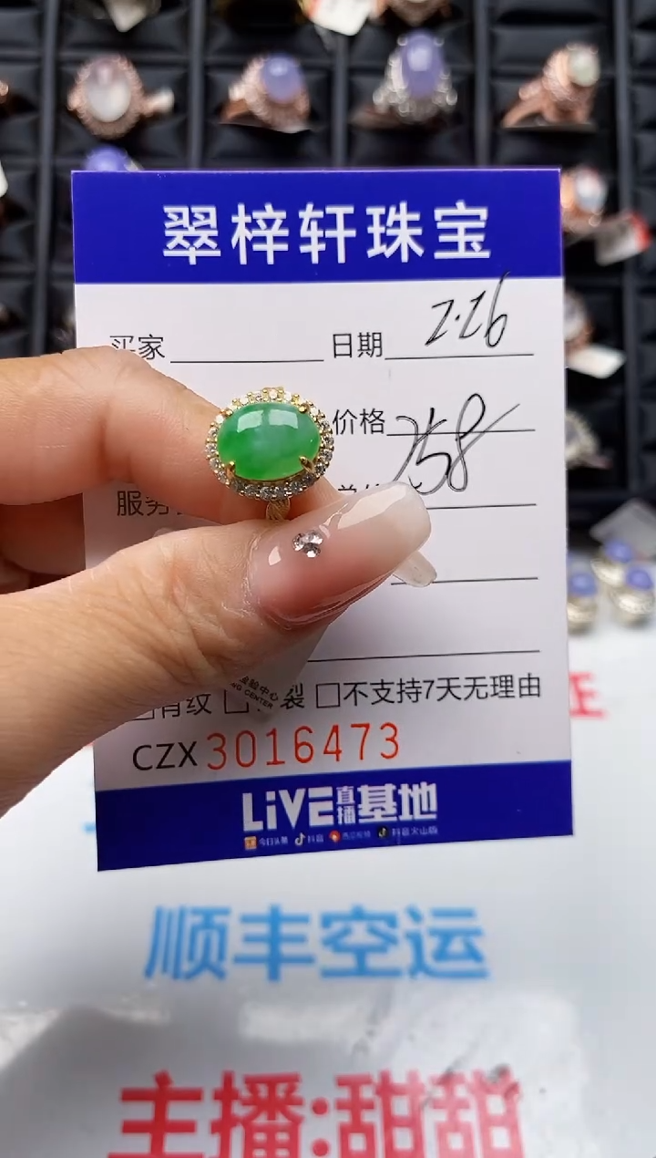 【闪购商品】翡翠戒指银S925镶嵌6473
