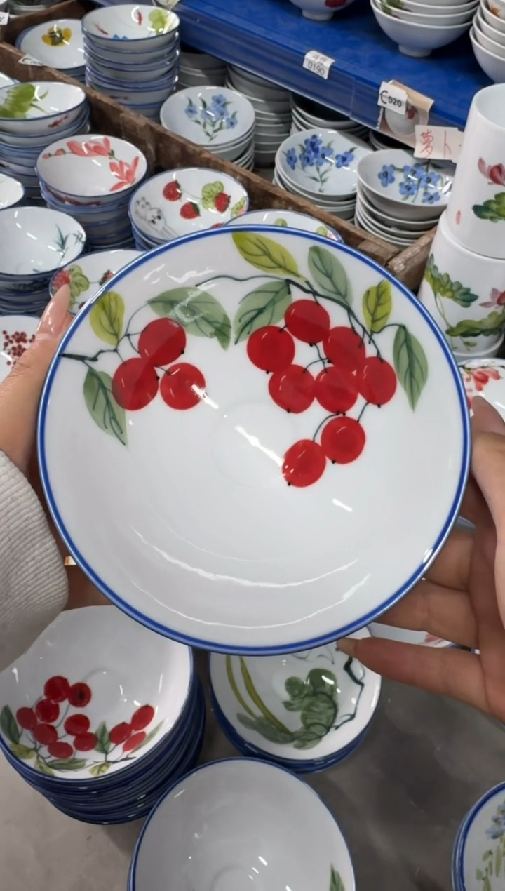 瓷片景德镇高温陶瓷食品级手绘釉中彩-斗笠碗