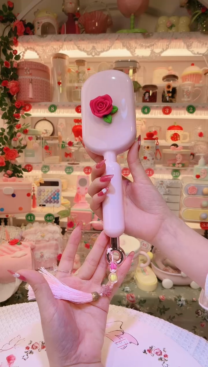 玫瑰花梳子粉色——手工制作品质好！