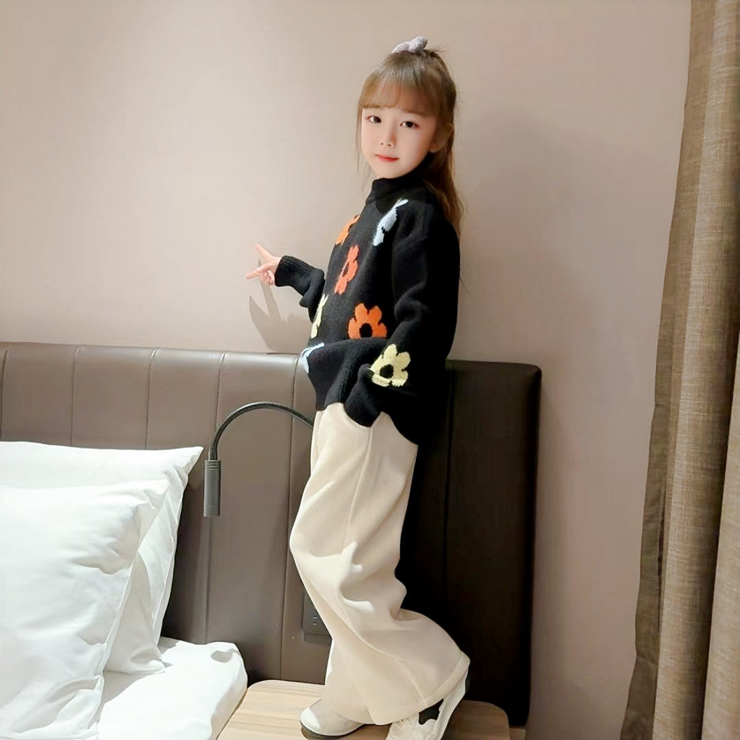 女童加厚时尚常规秋冬动物针织衫套头加绒卡通动漫毛衣长袖新款潮