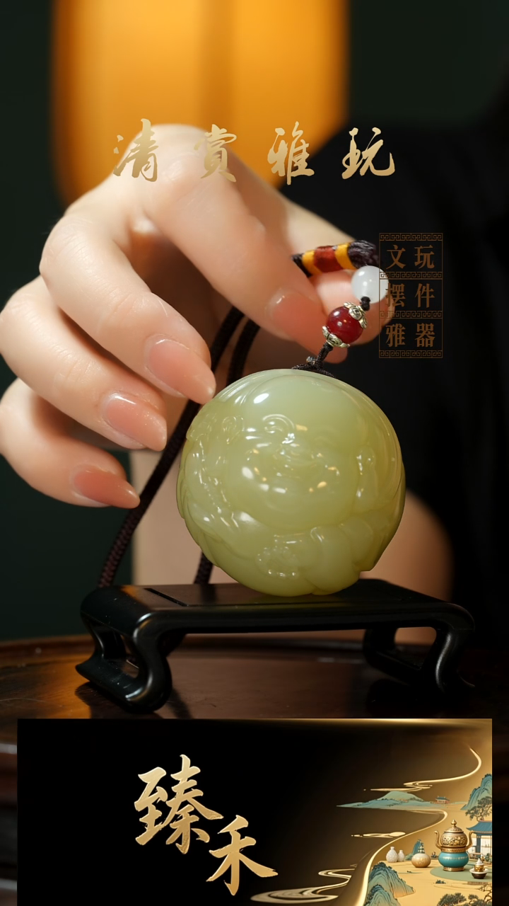 玉《圆形弥勒》手把件摆件
