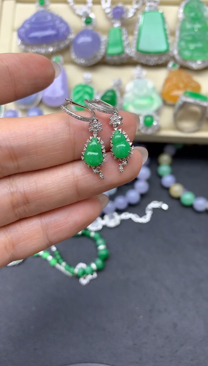 【闪购商品】翡翠耳饰18K金镶嵌372-中国好珍宝