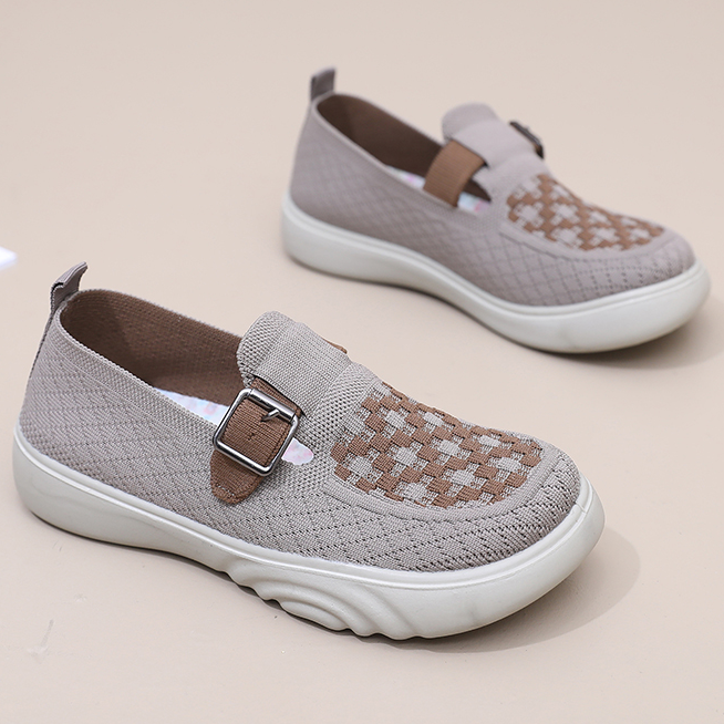 2025年秋季新款网面透气休闲鞋轻便舒适一脚蹬防滑耐磨健步鞋女鞋