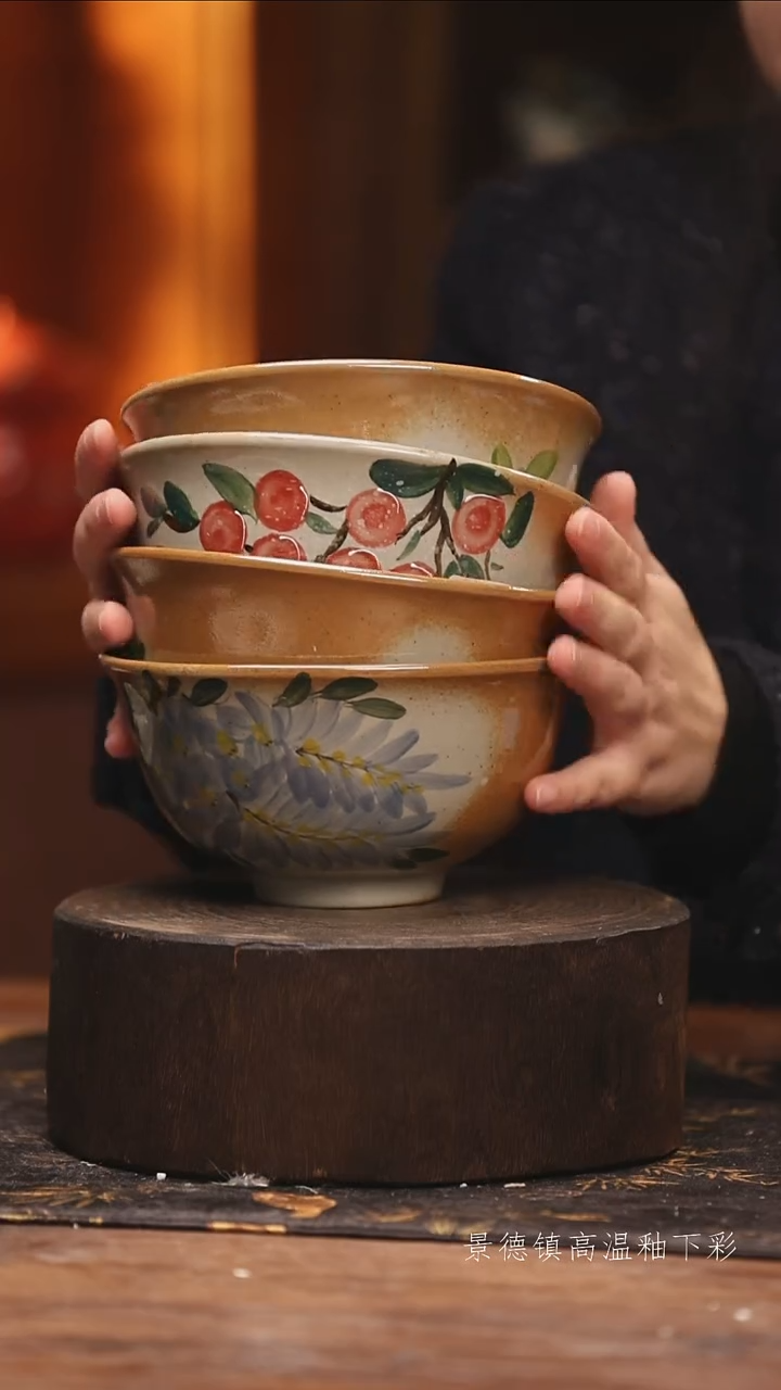 陶瓷景德镇高温釉下手绘陶瓷