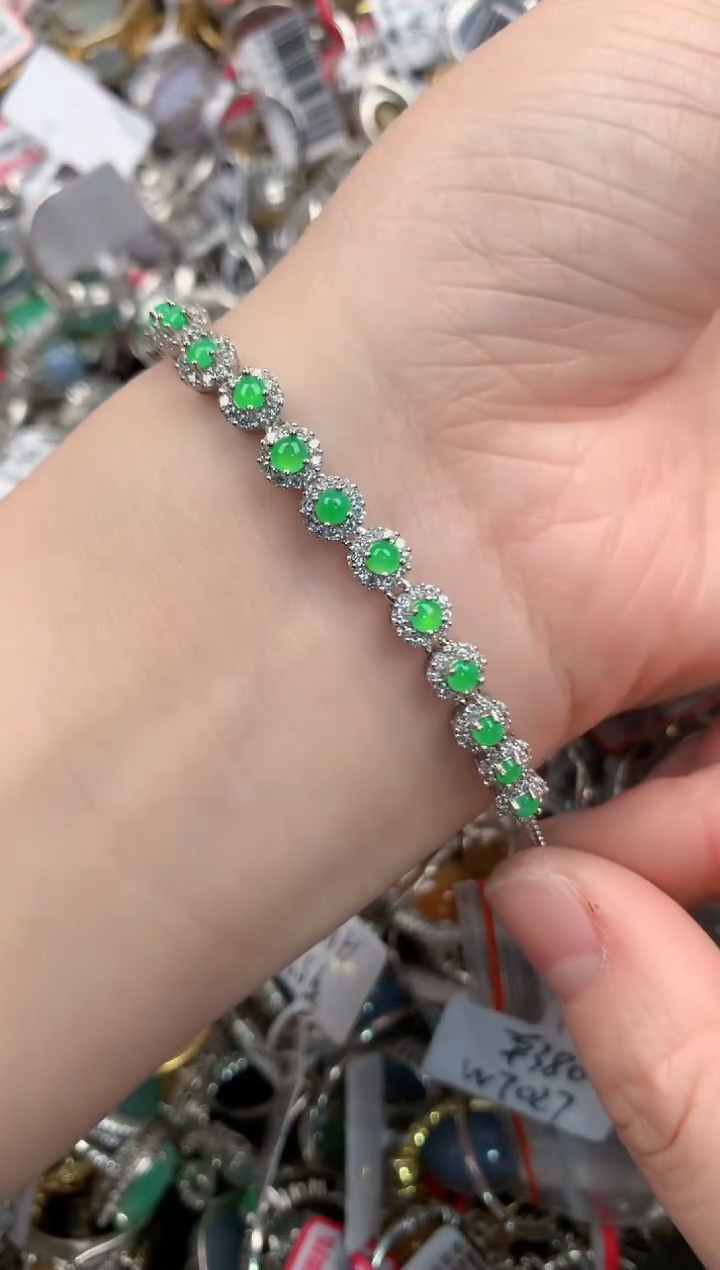 银S925镶嵌戒指翡翠555      2