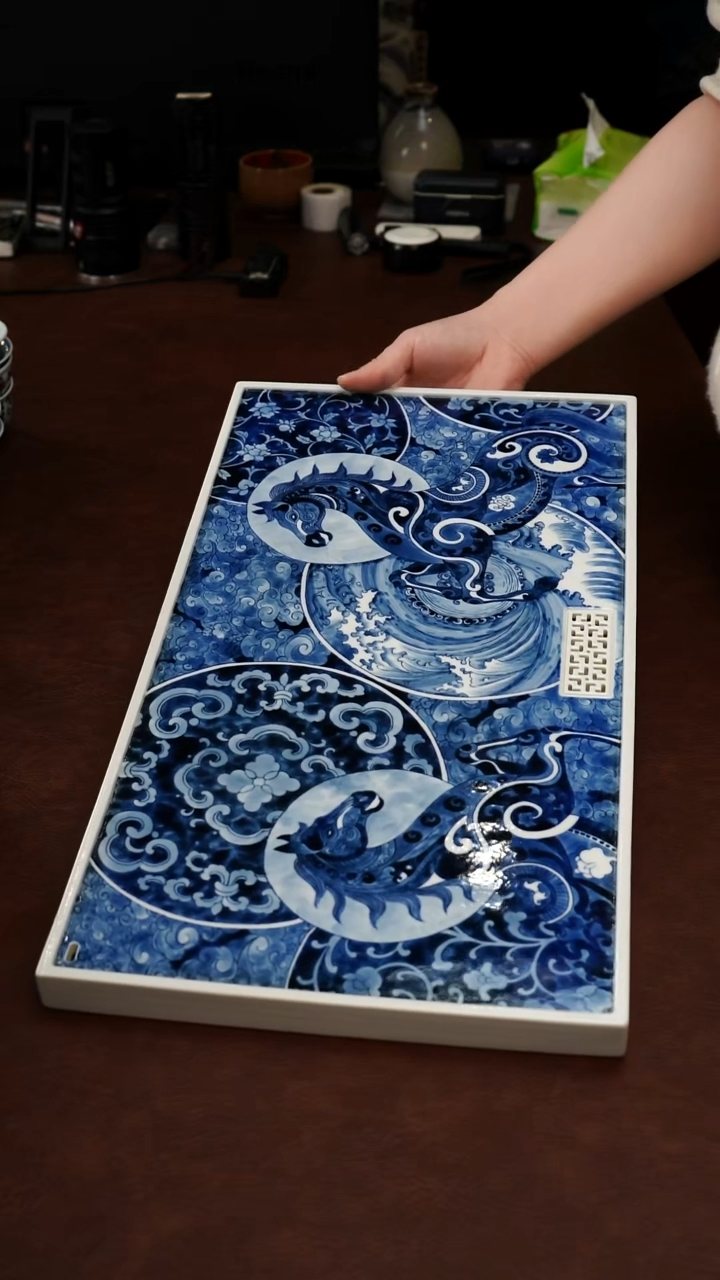 摆件陶景德镇瓷器，青花瓷手绘茶具~