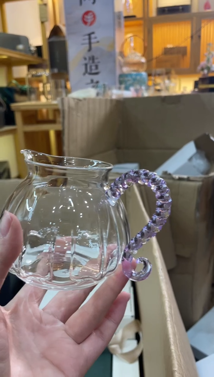手工艺品玻璃九河卷尾公道杯紫色