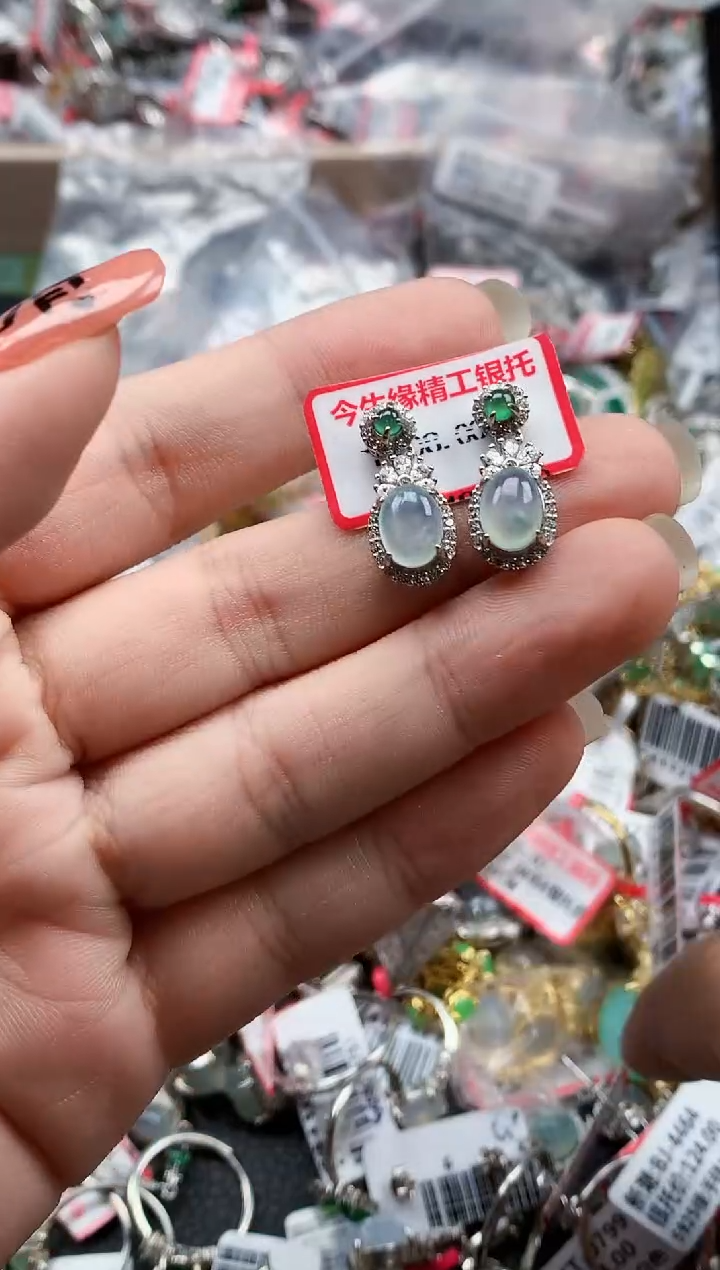 银S925镶嵌戒指翡翠天然A货缅甸翡翠