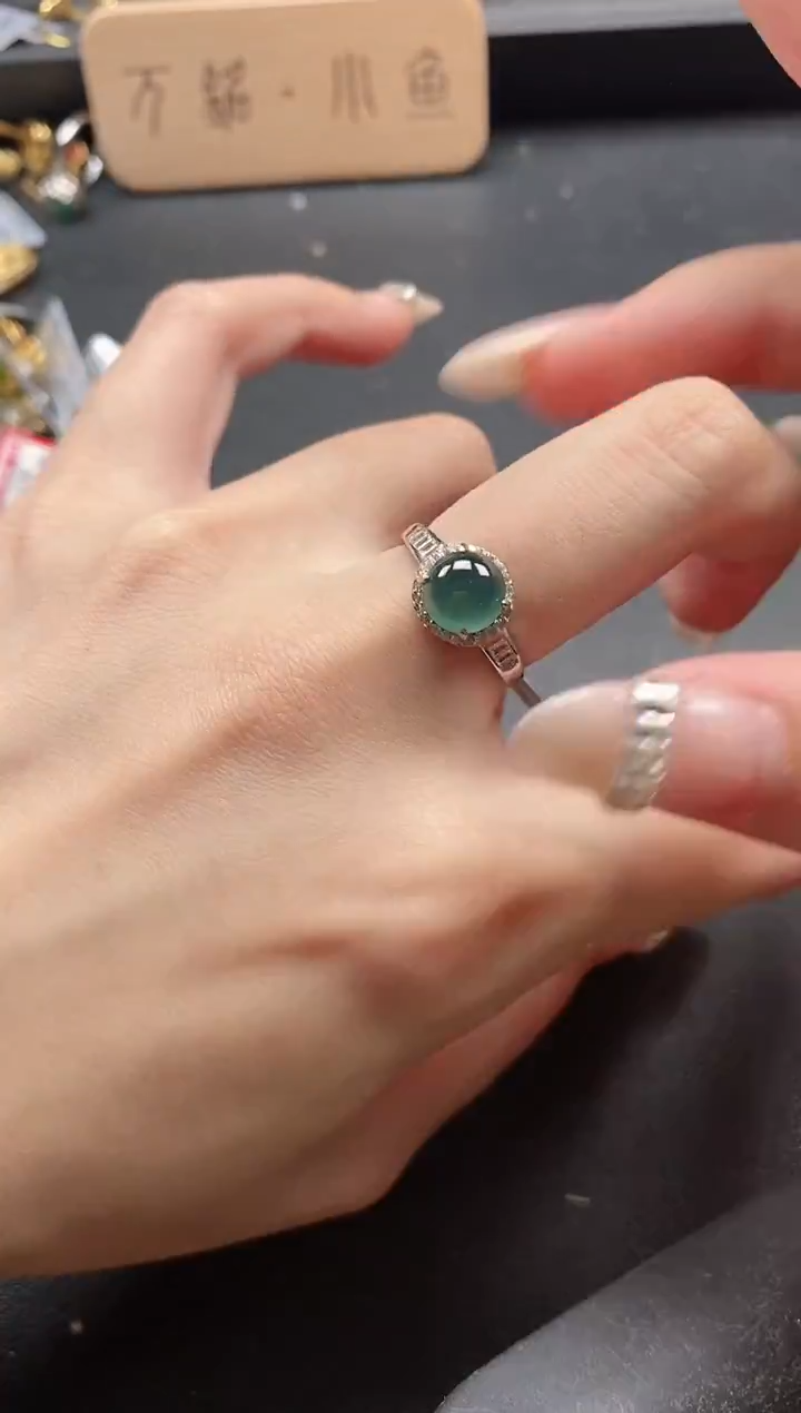 银S925镶嵌戒指翡翠5115-4